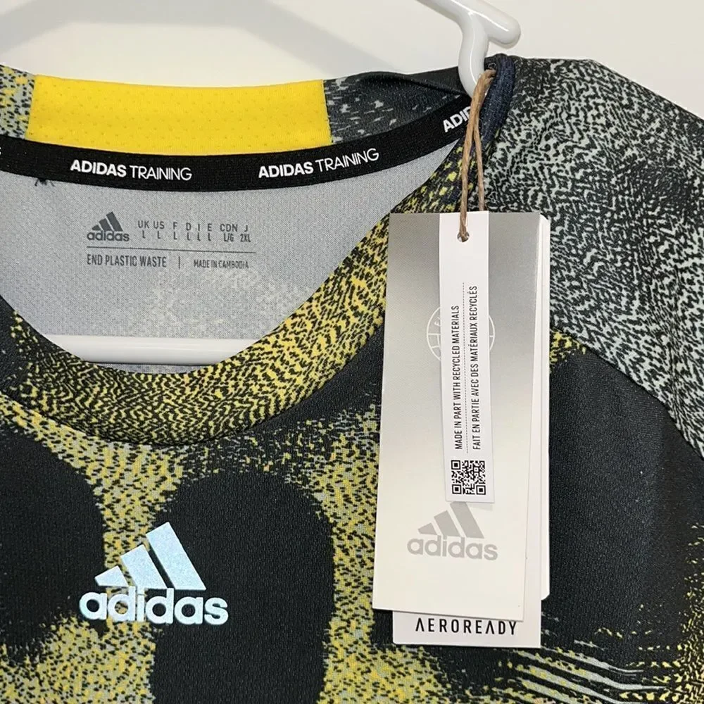 New Adidas Training Tennis Black Yellow Aeroready camo tank sleeveless shirt 💪